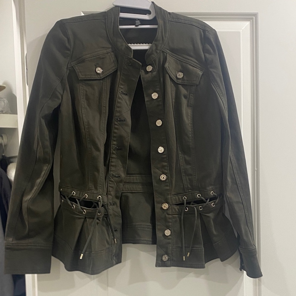 White House Black Market Olive Utility Jacket set